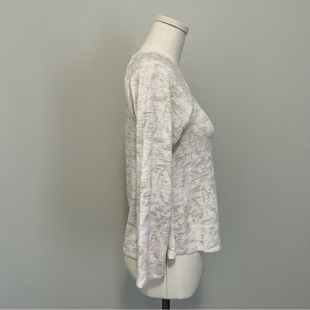 Aritzia Wilfred Free Brauw T-Shirt Cream Floral Print 3/4 Sleeve Top - Picture 12 of 16